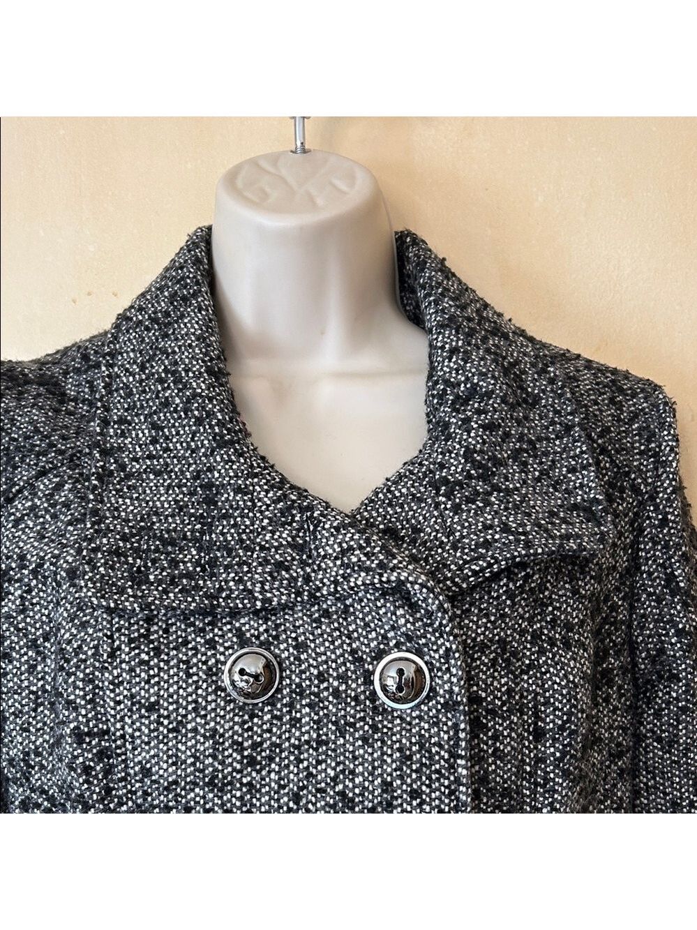 Pink Envelope Black and WhiteTweed Pea Coat size M - Picture 2 of 12